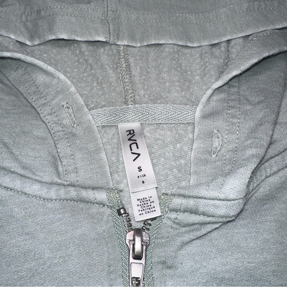 RVCA Sage Green Full Zip Up Hoodie Sweatshirt Size Small - Picture 15 of 16